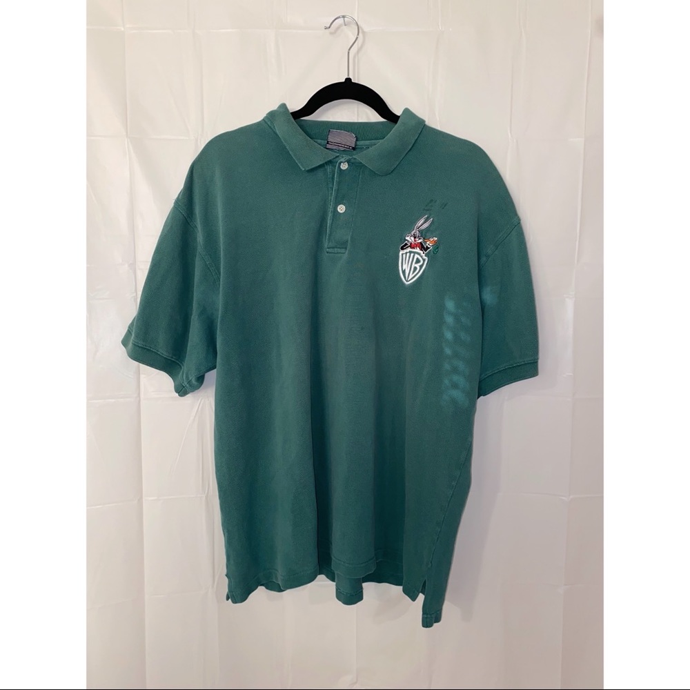 Warner Bros Vintage Bugs Bunny Tux Green Polo